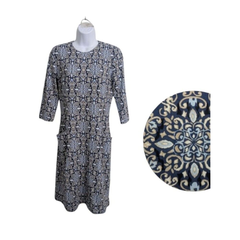 J. McLaughlin Catalina Cloth Blue Geo Print Sheath Dress Size S Business Career